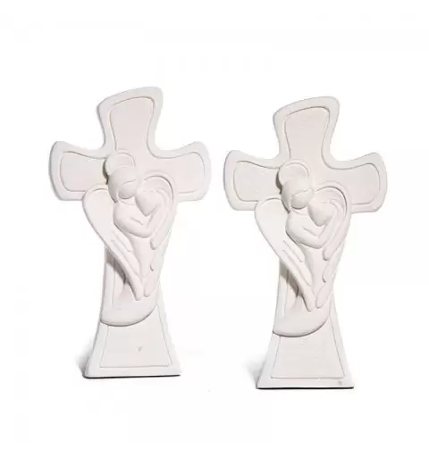DECORAZIONE CROCE ANGELO IN RESINA