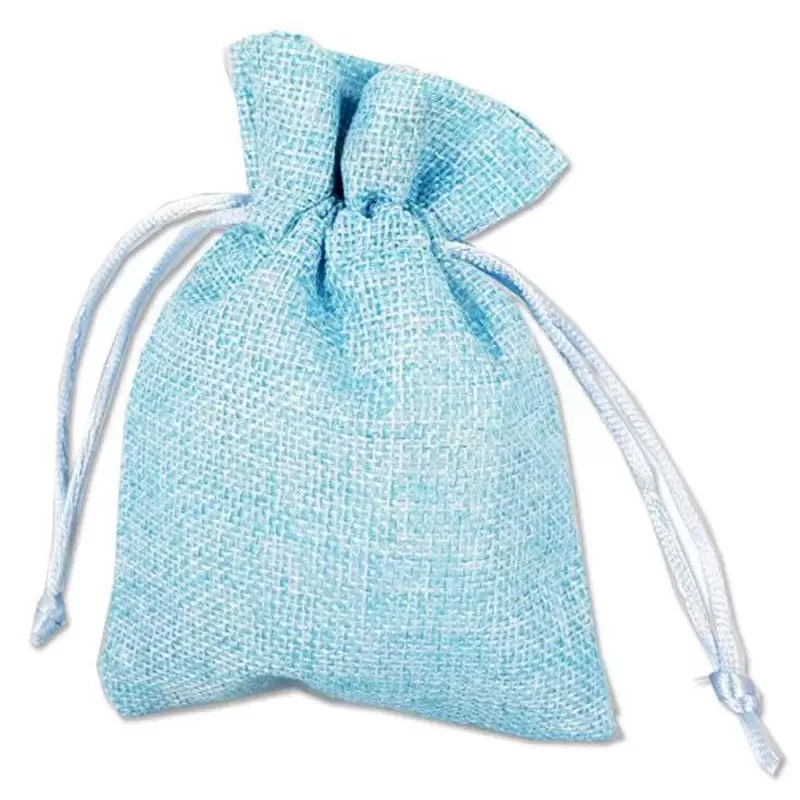 12 SACCHETTI CELESTE DI JUTA 10x13 CM