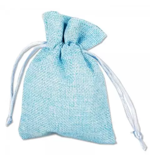 12 SACCHETTI CELESTE DI JUTA 10x13 CM