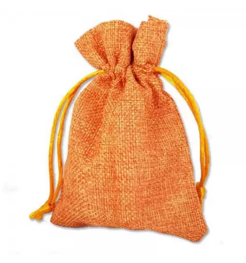 SACCHETTO ARANCIONE DI JUTA 10x13 CM