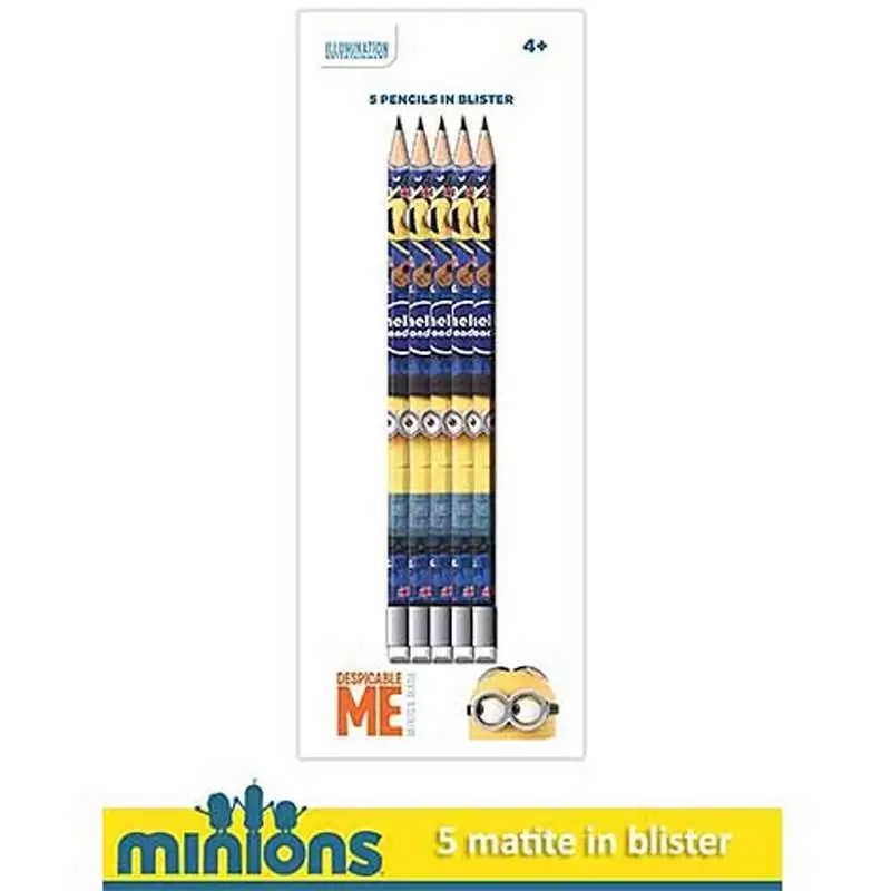 MATITE MINIONS CON GOMMINA - 5 PZ