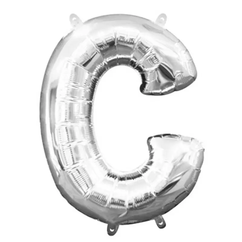 PALLONCINO FOIL LETTERA C ARGENTO 35 CM