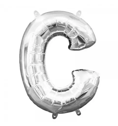 PALLONCINO FOIL LETTERA C ARGENTO 35 CM
