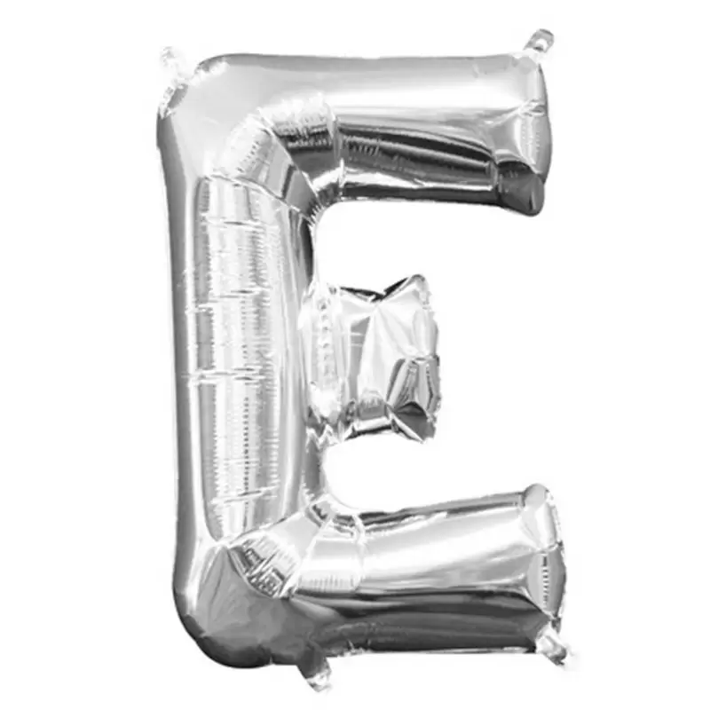 PALLONCINO FOIL LETTERA E ARGENTO 35 CM