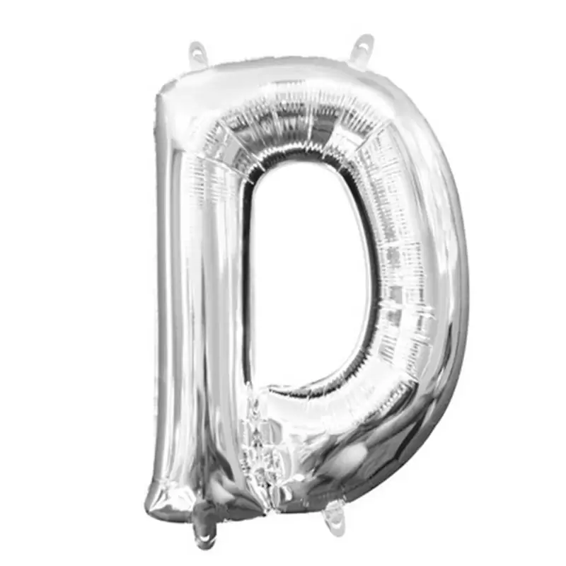 PALLONCINO FOIL LETTERA D ARGENTO 35 CM