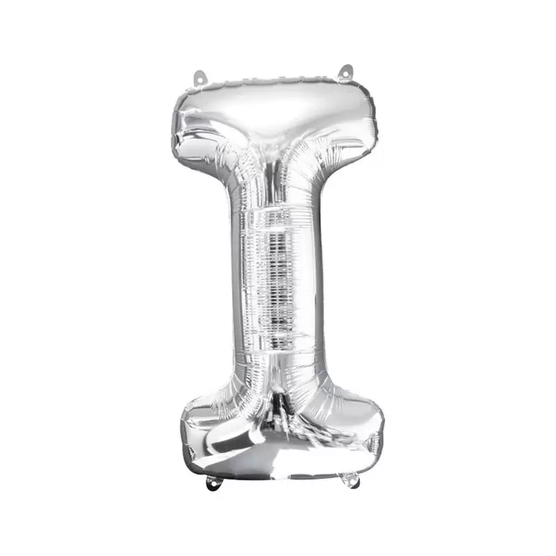 PALLONCINO FOIL LETTERA I ARGENTO 35 CM
