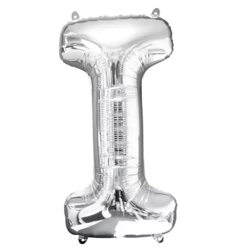 PALLONCINO FOIL LETTERA I ARGENTO 35 CM