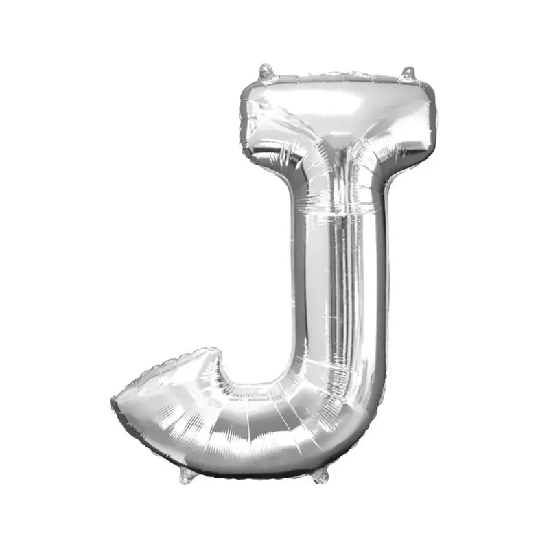 PALLONCINO FOIL LETTERA J ARGENTO 35 CM