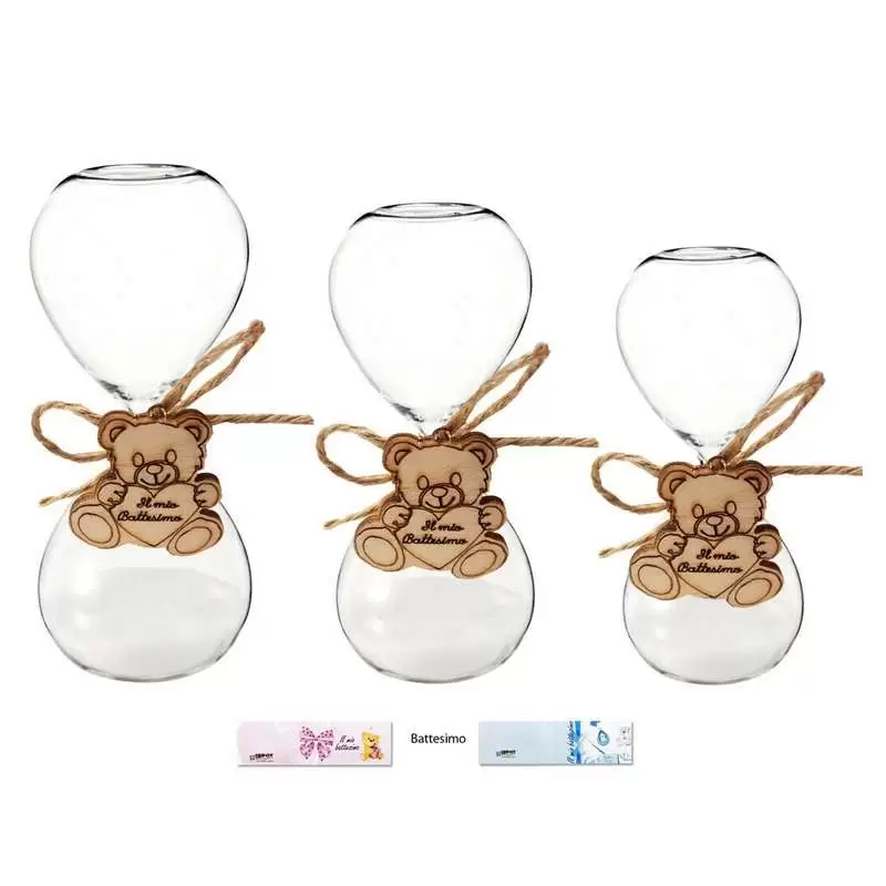Clessidre bomboniere battesimo orsetto legno
