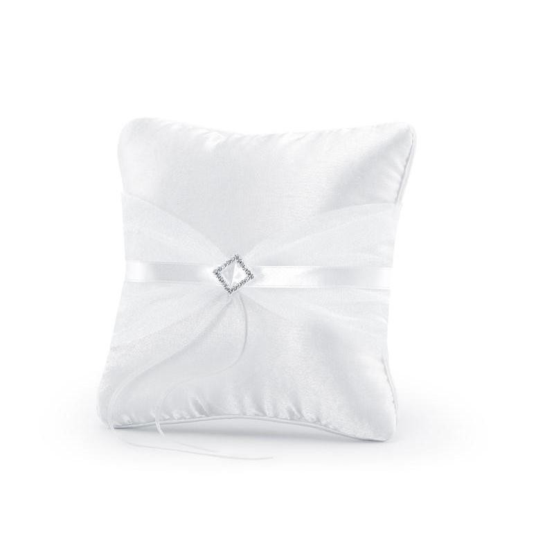 Cuscino bianco porta fedi bianco con strass luminosi