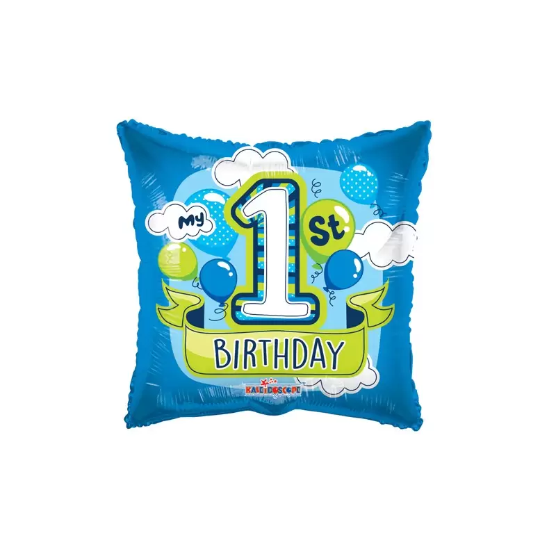Palloncino Foil Quadrato 1° Compleanno Palloncini celeste 15043-18