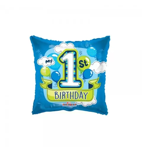 Palloncino Foil Quadrato 1° Compleanno Palloncini celeste 15043-18