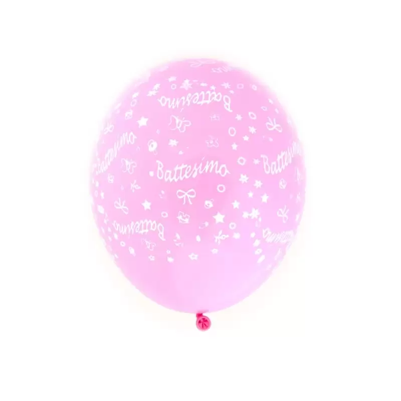 50 PALLONCINI IN LATTICE MEDIUM " BATTESIMO" ROSA FESTA SACRAMENTO PARTY BIMBA