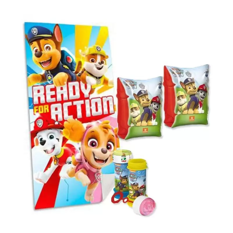SET MARE PAW PATROL N.18 - TELO MARE BRACCIOLI E BOLLE