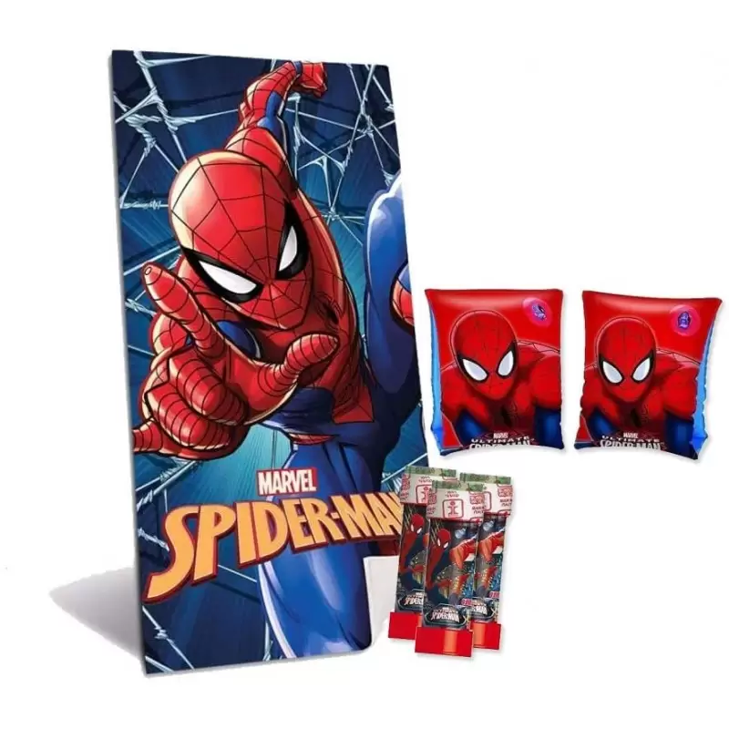 SET MARE SPIDERMAN UOMO RAGNO N.18 - TELO MARE BRACCIOLI E BOLLE