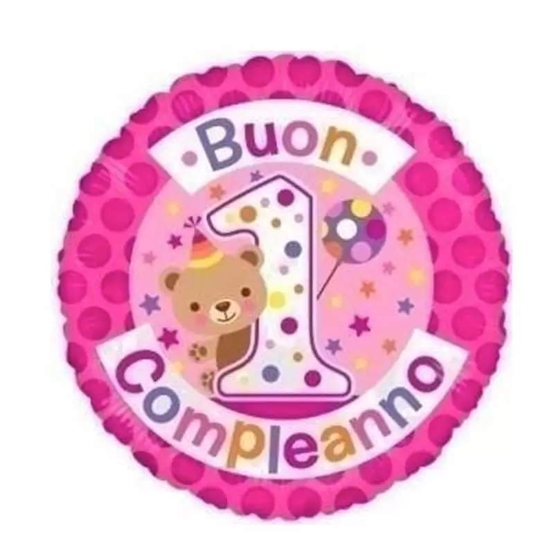 PALLONCINO FOIL 1 ANNO ROSA TEDDY ROSA ORSETTA