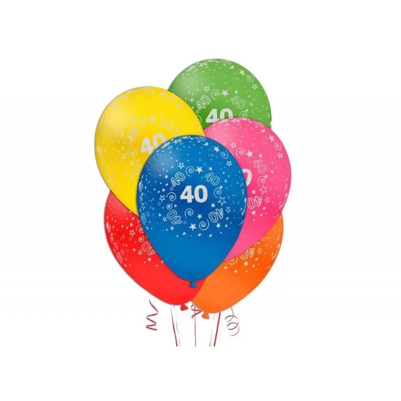 25 PALLONCINI MULTICOLOR 40 ANNI MEDIUM IN LATTICE