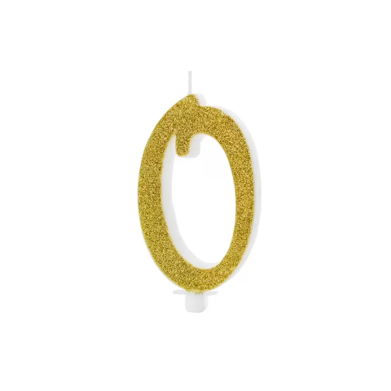 Candelina Numerale Glitter Oro N 0 SCU4-0-019 10cm