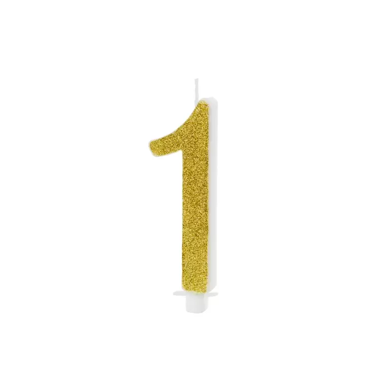 Candelina Numerale Glitter Oro N 1 SCU4-1-019 10cm
