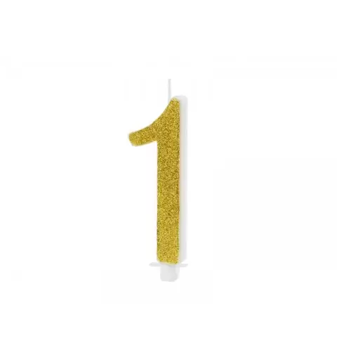 Candelina Numerale Glitter Oro N 1 SCU4-1-019 10cm