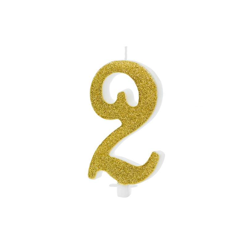 Candelina Numerale Glitter Oro N 2 SCU4-2-019 10cm