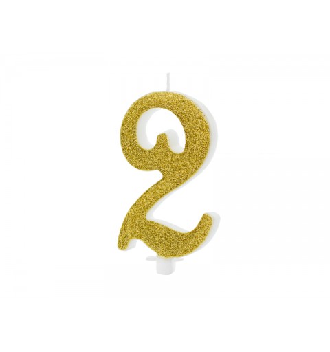 Candelina Numerale Glitter Oro N 2 SCU4-2-019 10cm