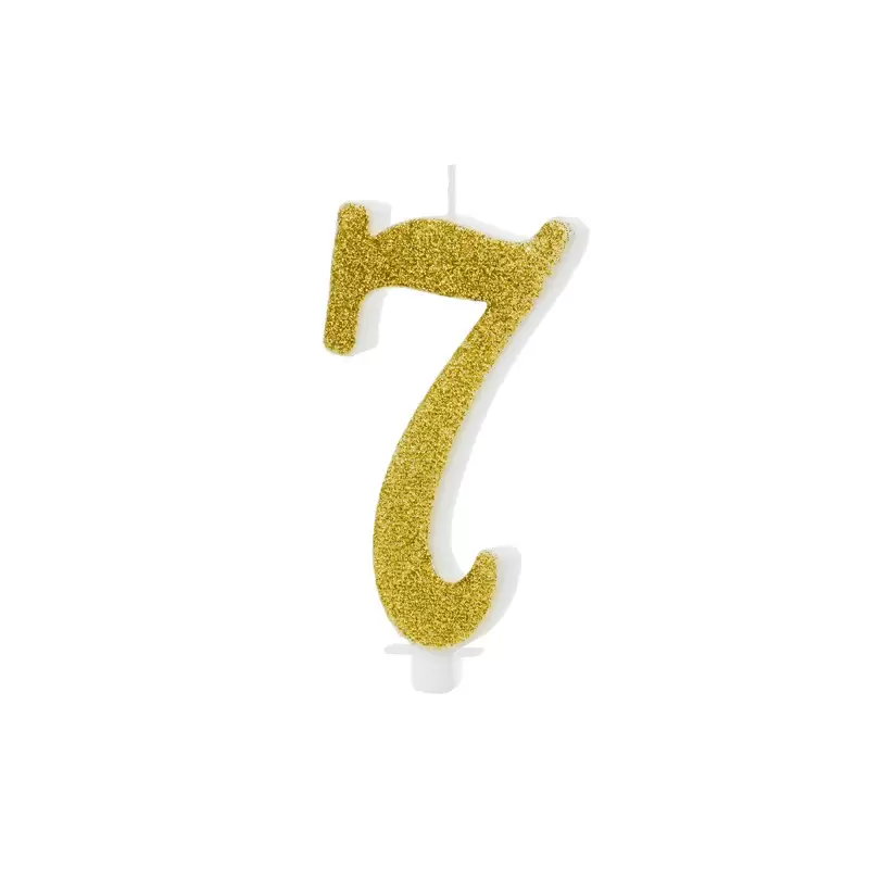 Candelina Numerale Glitter Oro N 7 SCU4-7-019 10cm