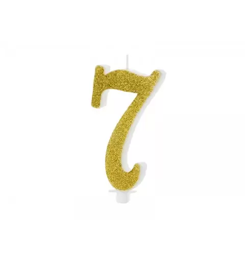 Candelina Numerale Glitter Oro N 7 SCU4-7-019 10cm