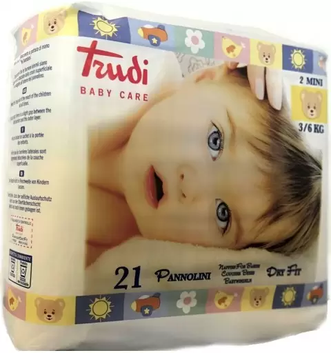 PACCO DI PANNOLINI TRUDI BABY CARE DRY FIT TAGLIA 2 MIDI 3-6 KG