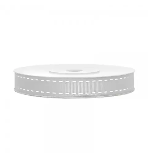 NASTRINO GROSGRAIN GRIGIO TRATTINI BIANCHI