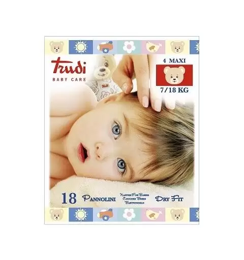 PACCO DI PANNOLINI TRUDI TAGLIA 4 BABY CARE DRY FIT 7-18 KG