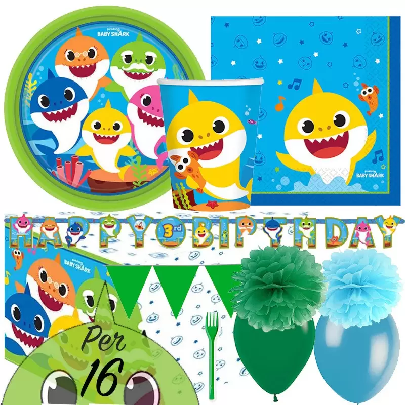 KIT N.54 BABY SHARK - SET TAVOLA PER 16