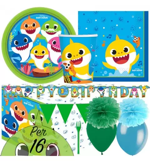 KIT N.54 BABY SHARK - SET TAVOLA PER 16