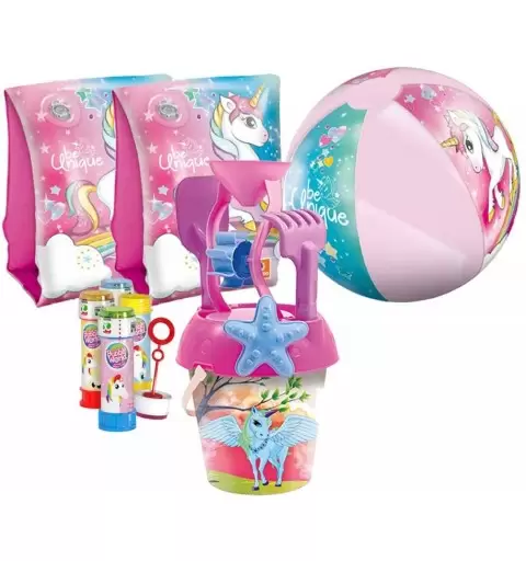 SET MARE UNICORNO BE UNIQUE N.3 - PALLA BRACCIOLI BOLLE E SECCHIELLO