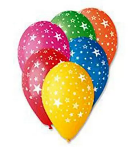 PALLONCINI STAMPA STELLE MULTICOLOR 100 PZ 