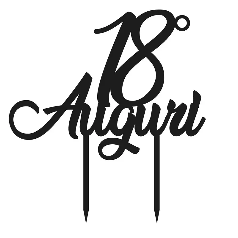 Cake Topper in Legno 18 Auguri  Nero 1963