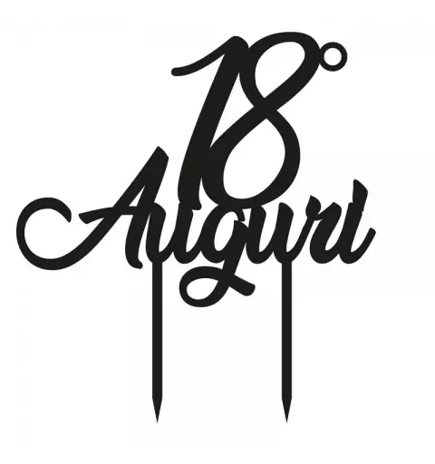 Cake Topper in Legno 18 Auguri  Nero 1963