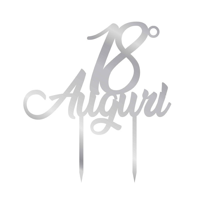 Cake Topper in Legno 18 auguri Argento 1957