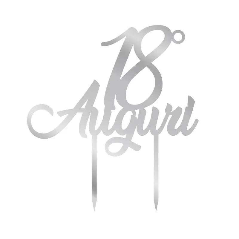 Cake Topper in Legno 18 auguri Argento 1957