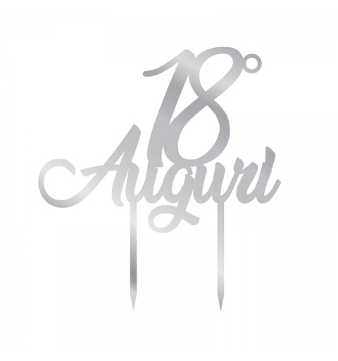 Cake Topper in Legno 18 auguri Argento 1957