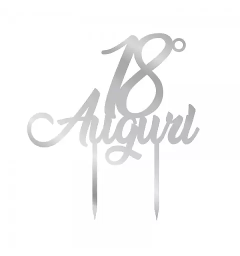 Cake Topper in Legno 18 auguri Argento 1957