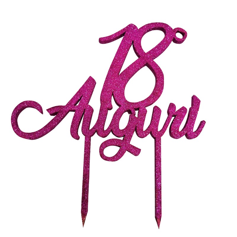 Cake Topper in Legno 18 Auguri Fucsia 1961