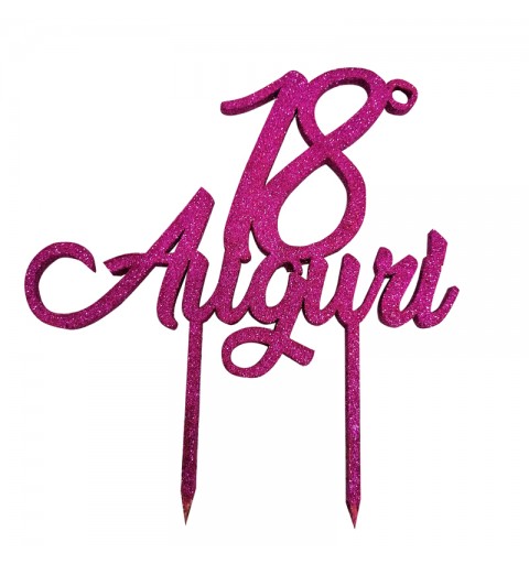 Cake Topper in Legno 18 Auguri Fucsia 1961