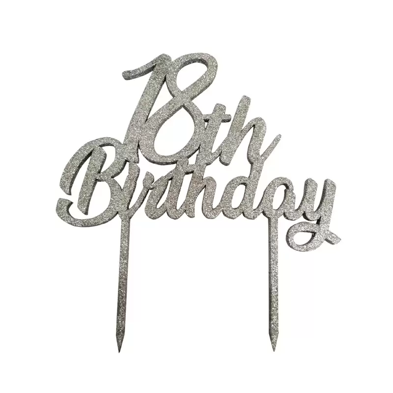 Cake Topper in Legno 18th Birthday Argento 1956