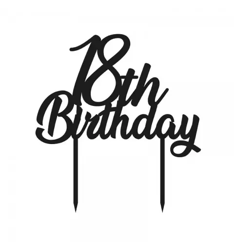 Cake Topper in Legno 18th Birthday Nero 1962