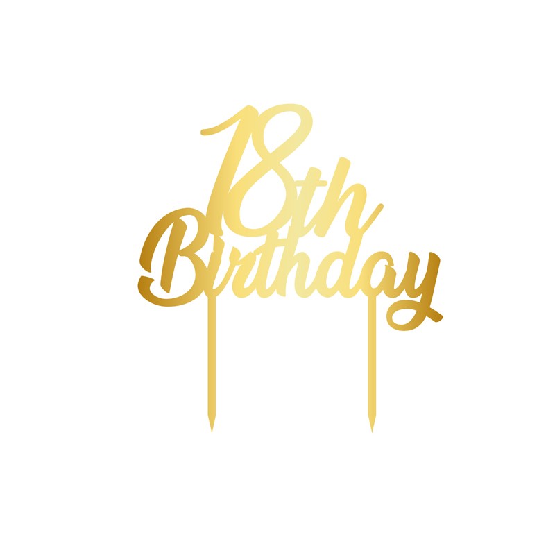 Cake Topper in Legno 18th Birthday oro 1954