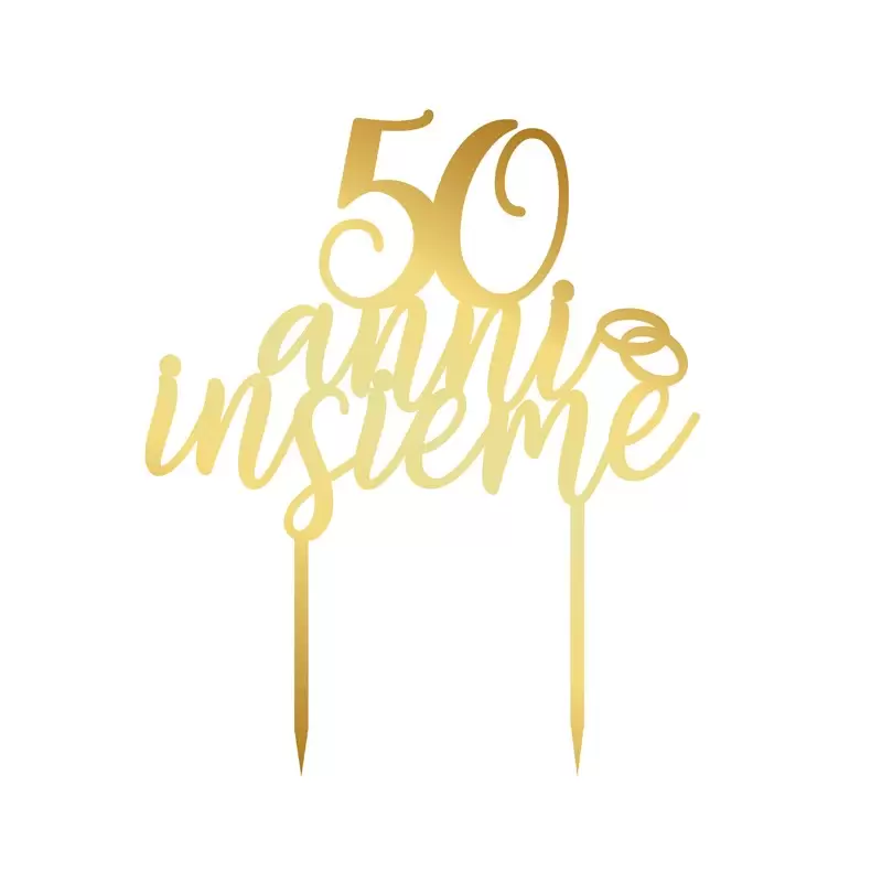Cake Topper in Legno 50 Anni insieme Oro 1935