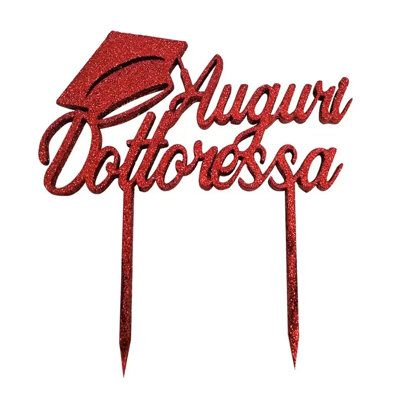 Cake Topper in Legno Auguri Dottoressa Rosso 1937