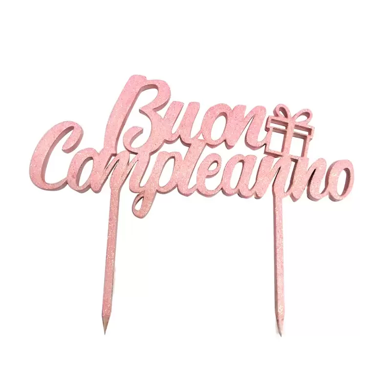 Cake Topper in Legno Buon compleanno Rosa 1948