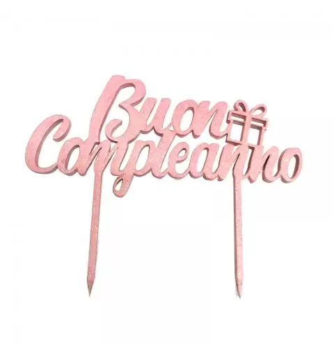 Cake Topper in Legno Buon compleanno Rosa 1948